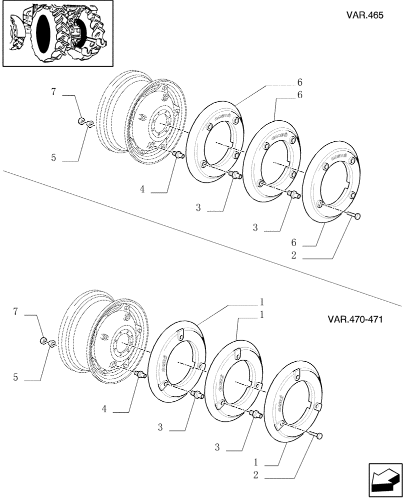 Схема запчастей Case IH JX80U - (1.48.2) - (VAR.465-470-471) REAR BALLAST (05) - REAR AXLE