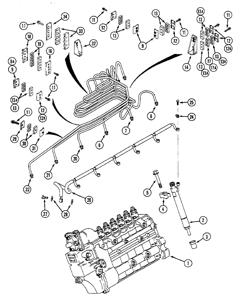 Схема запчастей Case IH 7250 - (3-012) - FUEL INJECTION SYSTEM, 6TA-830 EMISSION CERTIFIED ENGINE, TRACTOR PIN JJA0064978 AND AFTER (03) - FUEL SYSTEM