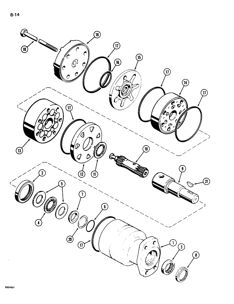 Схема запчастей Case IH 1010 - (8-14) - REEL DRIVE MOTOR (35) - HYDRAULIC SYSTEMS