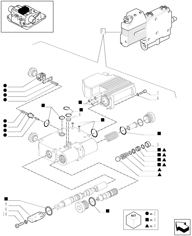 Схема запчастей Case IH MXM175 - (1.82.7/14E) - (VAR.252-718) AUXILIARY CONTROL VALVE - COMPONENT PARTS - D5504 (07) - HYDRAULIC SYSTEM