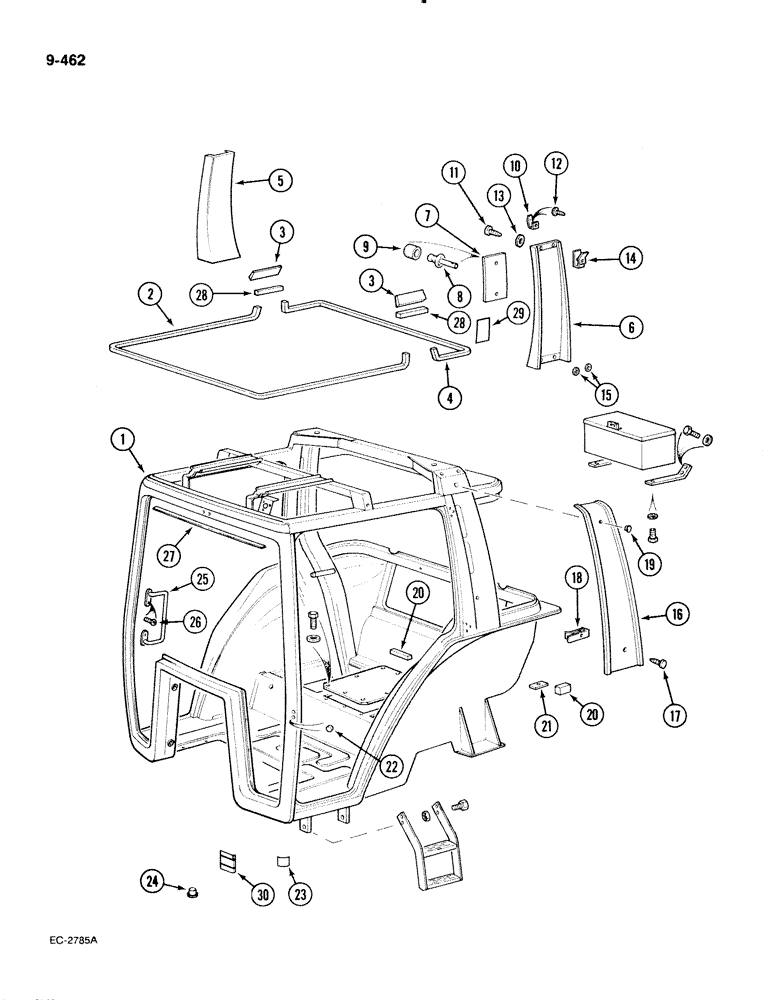 Схема запчастей Case IH 885 - (9-462) - CAB FRAME (09) - CHASSIS/ATTACHMENTS