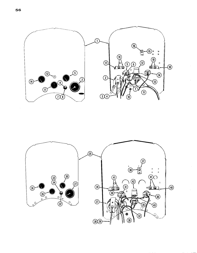 Схема запчастей Case IH A284 - (56) - INSTRUMENT PANEL, TYPE TWO DIESEL UNITS / TYPE TWO GAS UNITS / TYPE 2 & 3 LP GAS & NAT. GAS UNITS 