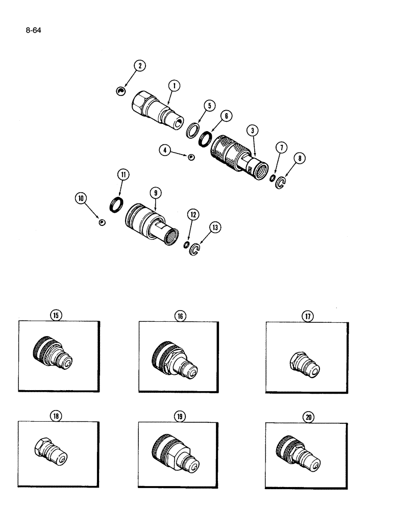 Схема запчастей Case IH 3394 - (8-64) - REMOTE HYDRAULIC HOSE COUPLINGS (08) - HYDRAULICS