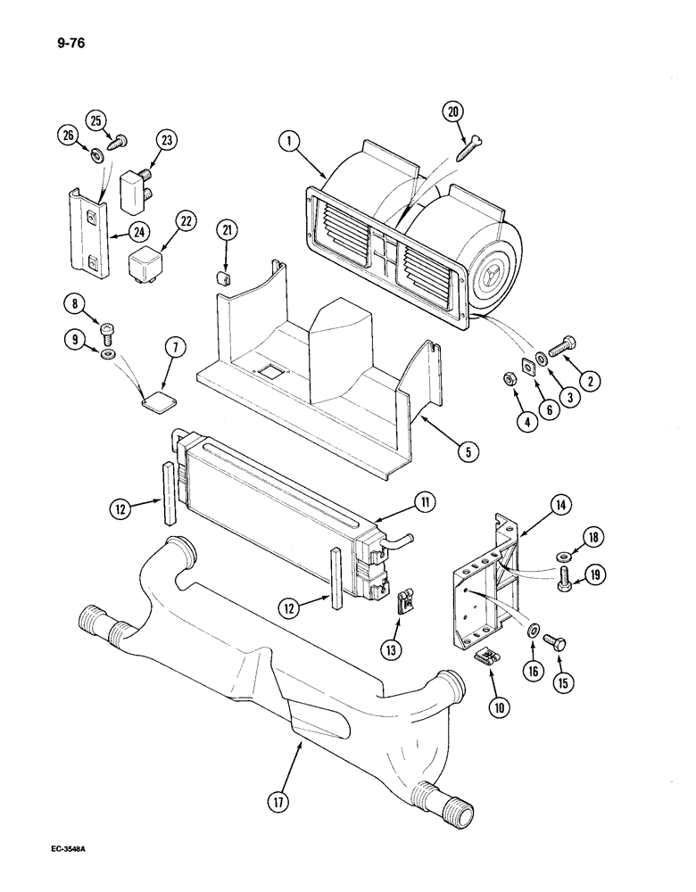 Схема запчастей Case IH 895 - (9-076) - CAB, HEATER ASSEMBLY (09) - CHASSIS/ATTACHMENTS