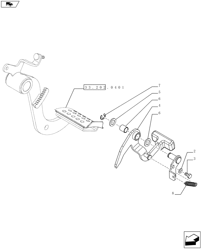 Схема запчастей Case IH FARMALL 75C - (33.110.0101) - PARKING BRAKE - PARKING LOCK ON BRAKE PEDALS - NAR - L/CAB (33) - BRAKES & CONTROLS