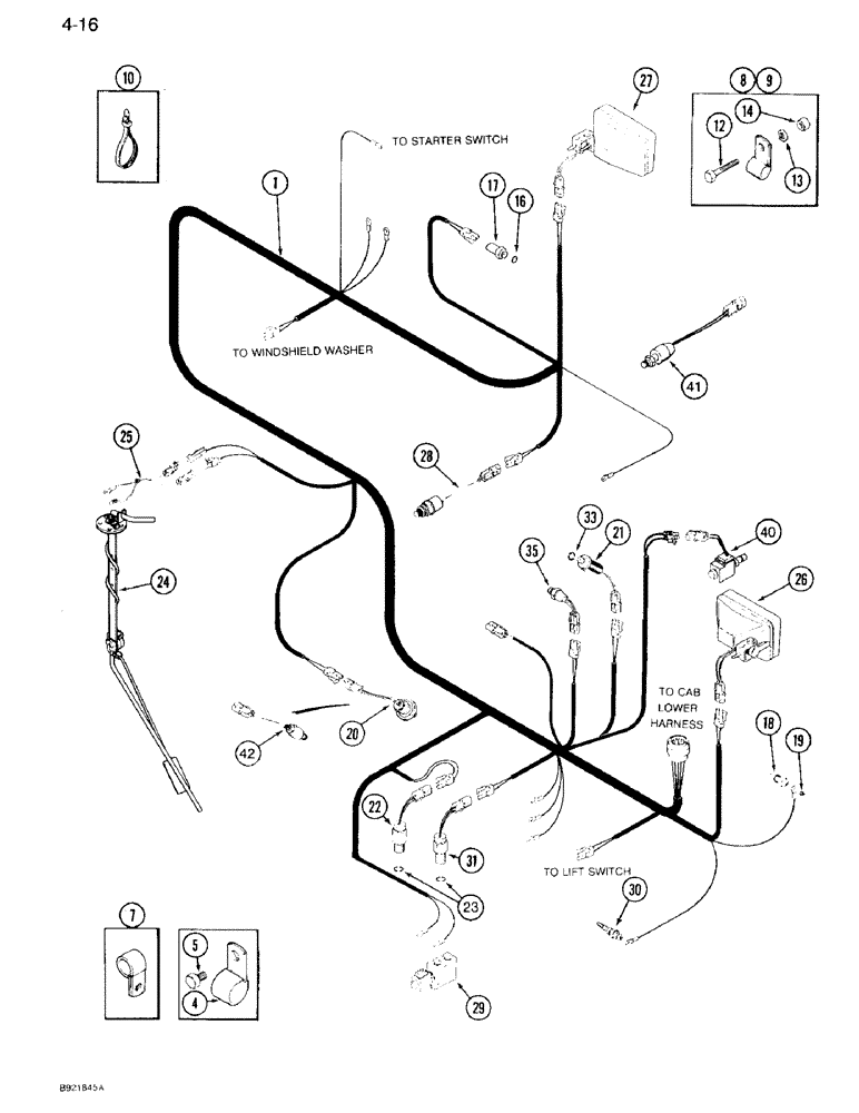 Схема запчастей Case IH 7110 - (4-16) - TRANSMISSION HARNESS, TRANSMISSION SERIAL NUMBER AJB0044915 AND AFTER (04) - ELECTRICAL SYSTEMS