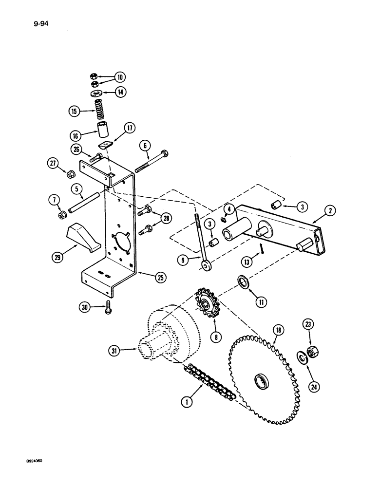 Схема запчастей Case IH 1010 - (9-094) - AUGER DRIVE, MODELS WITH AUGER DRIVE ON LEFT-HAND SIDE OF HEADER, WITH KNIFE DRIVE (58) - ATTACHMENTS/HEADERS