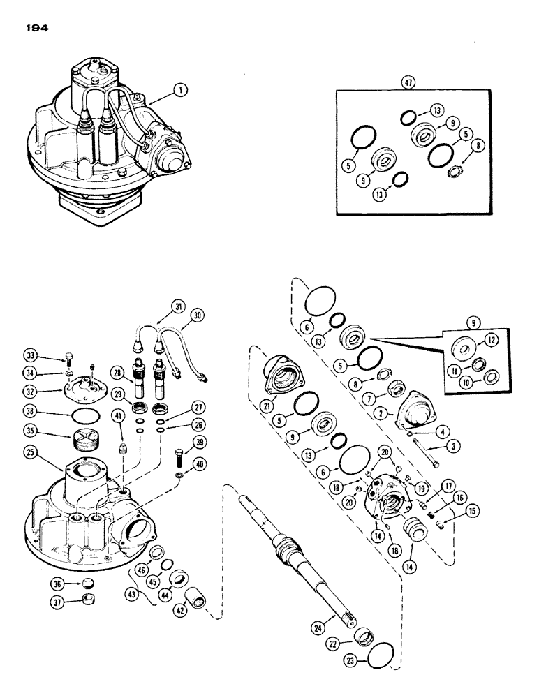 Схема запчастей Case IH 430 - (194) - POWER STEERING GEAR, WITH DUAL FRONT WHEEL (05) - STEERING