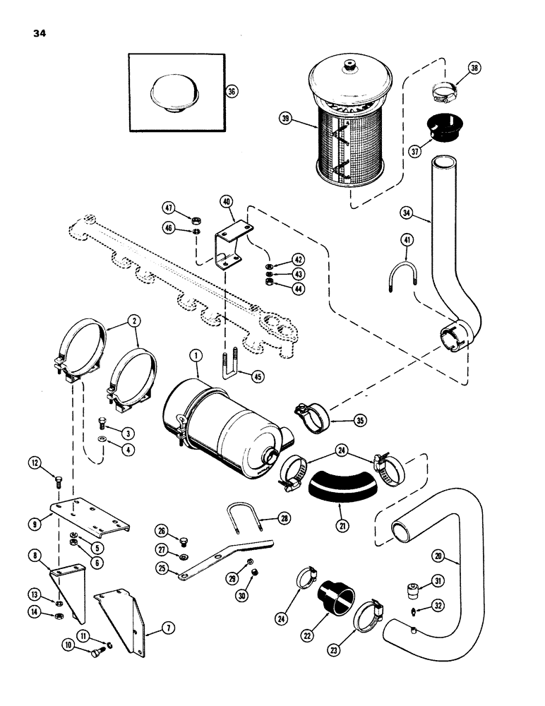 Схема запчастей Case IH 970 - (034) - AIR CLEANER MOUNTING, (377B) SPARK IGNITION ENGINE (02) - ENGINE