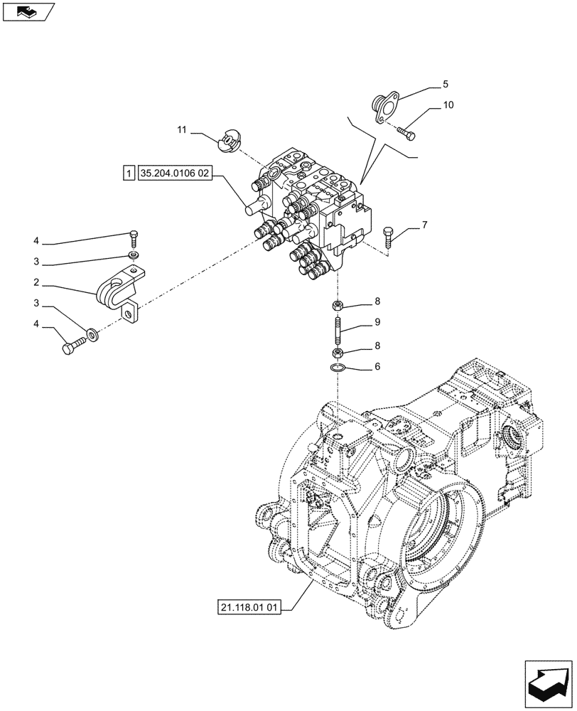 Схема запчастей Case IH PUMA 200 - (35.204.0106[01]) - 3 REMOTE CONTROL VALVES, MECHANICAL (35) - HYDRAULIC SYSTEMS