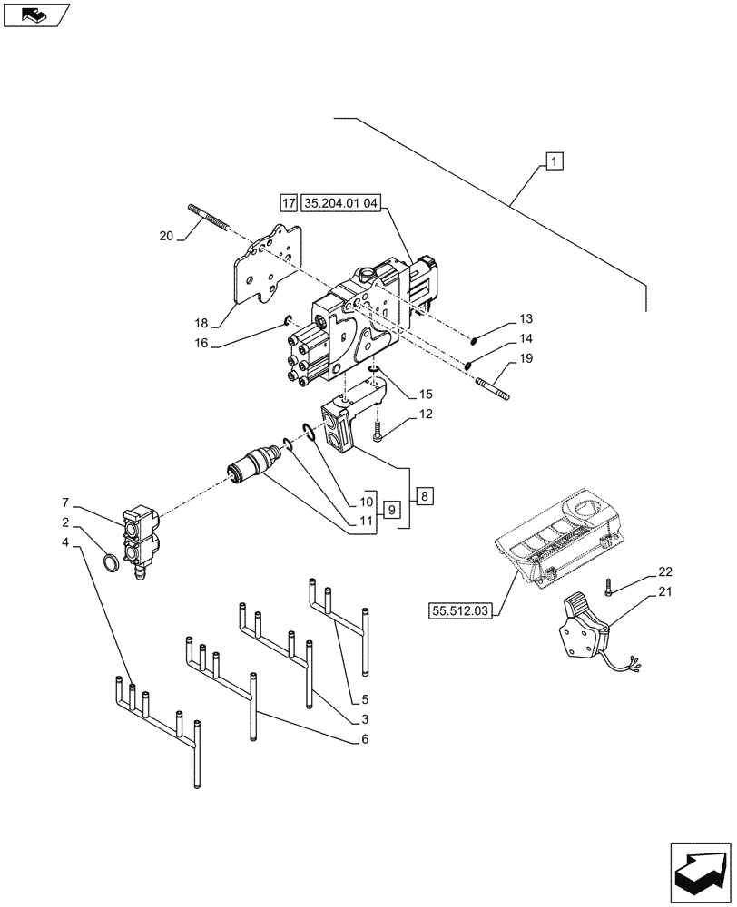 Схема запчастей Case IH PUMA 185 - (88.035.04[01A]) - DIA KIT - REAR ELECTRONIC REMOTE CONTROL VALVE - D7411 (88) - ACCESSORIES