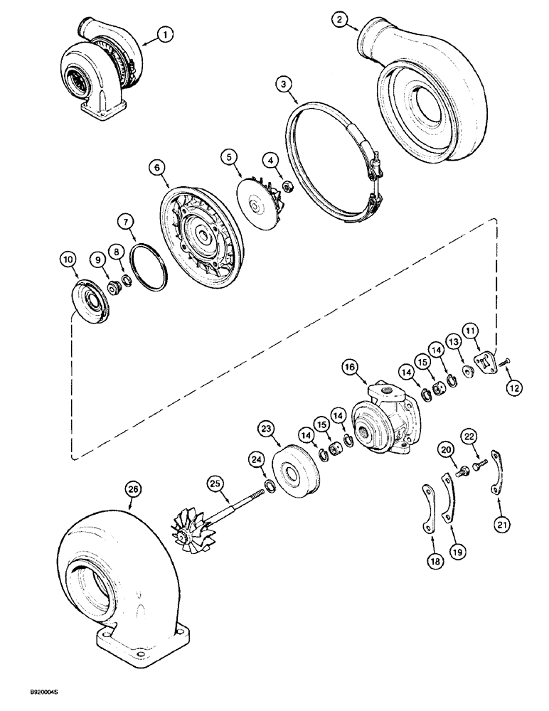 Схема запчастей Case IH 1670 - (2-30) - TURBOCHARGER ASSEMBLY, 6TA-830 ENGINE (01) - ENGINE