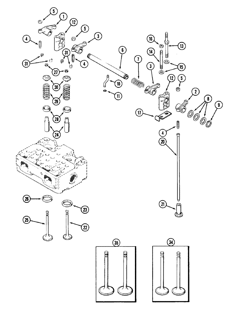 Схема запчастей Case IH 4690 - (2-034) - VALVE MECHANISM, 504BDTI DIESEL ENGINE (02) - ENGINE