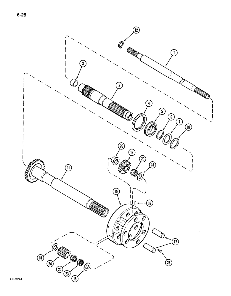 Схема запчастей Case IH 1896 - (6-28) - POWER SHIFT TRANSMISSION, PLANETARY CLUTCH, PRIOR TO TRANSMISSION SERIAL NUMBER 16265423 (06) - POWER TRAIN