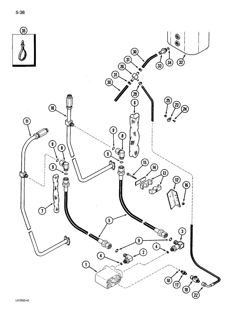 Схема запчастей Case IH 1680 - (5-038) - SELECTOR VALVE HYDRAULIC SYSTEM, POWER GUIDE AXLE, PRIOR TO P.I.N. JJC0047918 (04) - STEERING