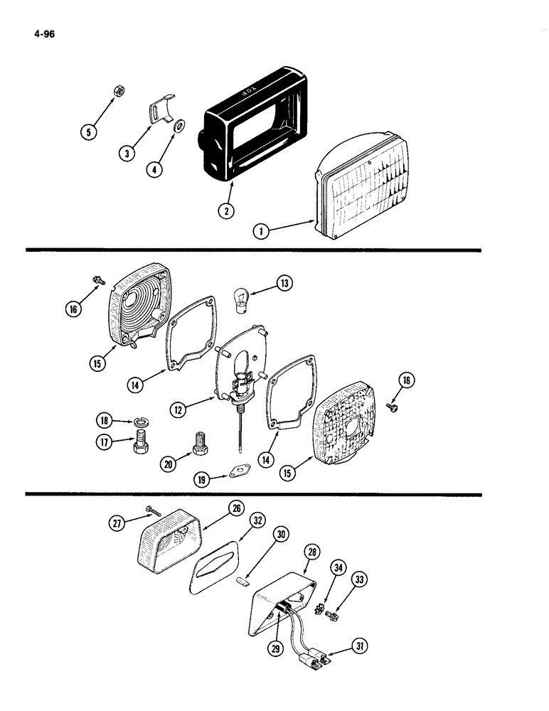 Схема запчастей Case IH 2094 - (4-096) - HEAD LIGHTS (04) - ELECTRICAL SYSTEMS