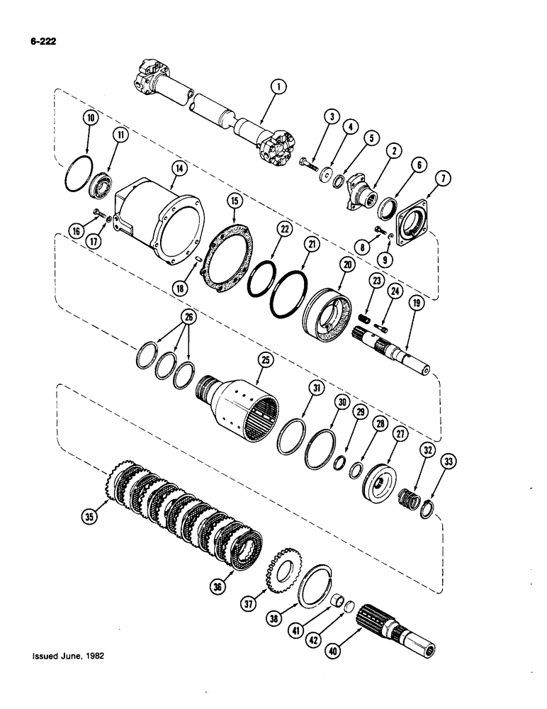 Схема запчастей Case IH 4490 - (6-222) - PTO CLUTCH AND SHAFTS (06) - POWER TRAIN