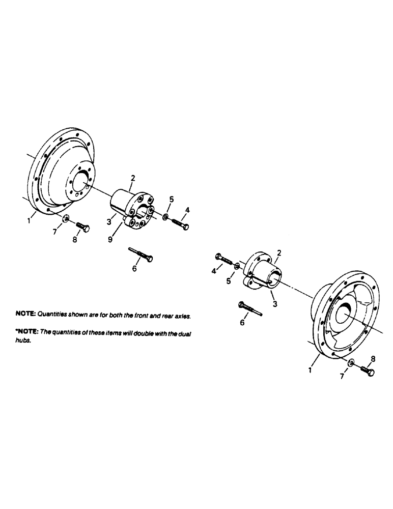 Схема запчастей Case IH 9130 - (04-83) - WHEEL HUBS AND MOUNTING, ADJUSTABLE BAR AXLE (04) - Drive Train