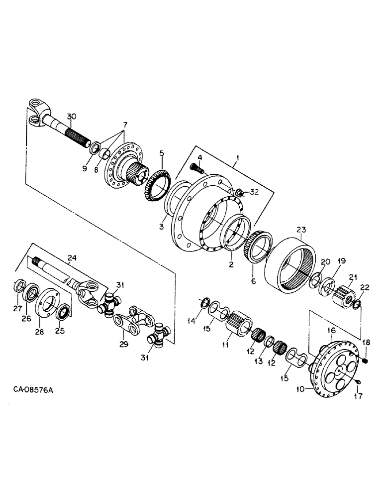 Схема запчастей Case IH 5288 - (07-60) - DRIVE TRAIN, FRONT AXLE PLANETARY AND HUB, ALL WHEEL DRIVE TRACTORS (04) - Drive Train