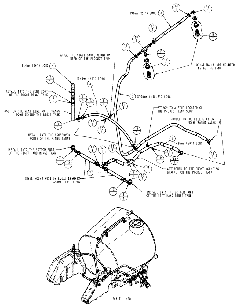 Схема запчастей Case IH SPX3320 - (09-004) - RINSE TANK, PLUMBING Liquid Plumbing