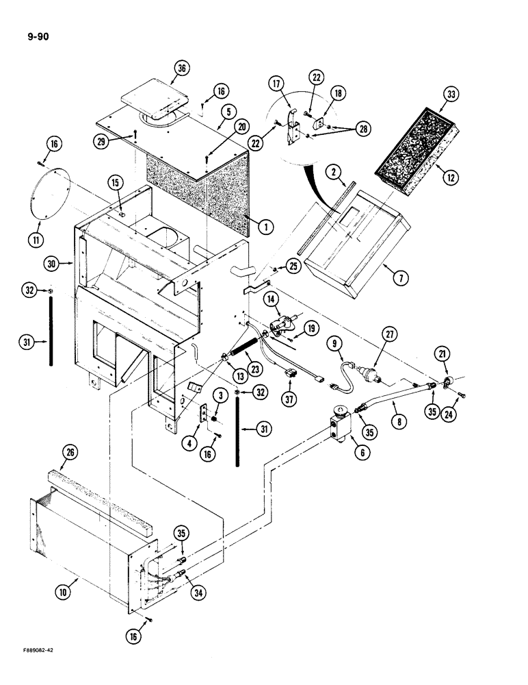 Схема запчастей Case IH 9180 - (9-090) - AIR CONDITIONING AND HEATER MODULE EXTERNAL COMPONENTS CAB (09) - CHASSIS/ATTACHMENTS