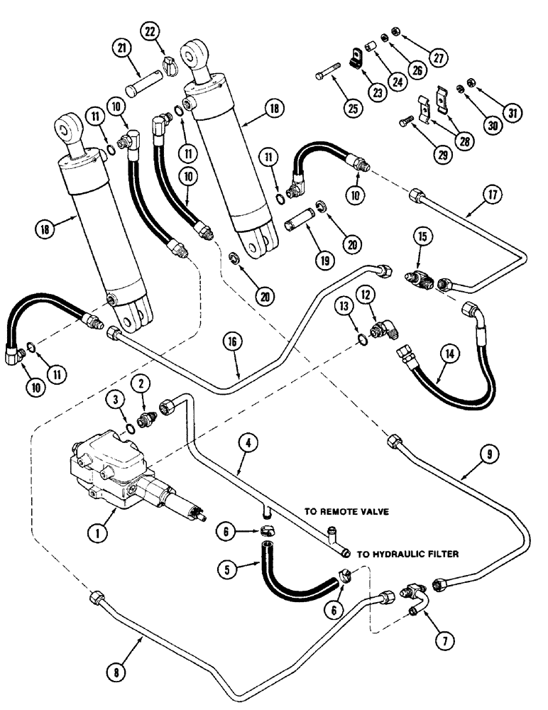 Схема запчастей Case IH 4690 - (8-314) - HITCH CONTROL CIRCUITRY, P.I.N. 8860450 AND AFTER (08) - HYDRAULICS