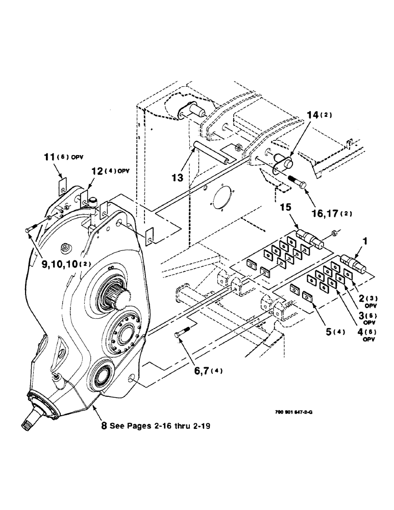 Схема запчастей Case IH 8590 - (2-12) - GEARBOX MOUNTING ASSEMBLY Driveline