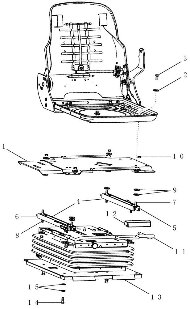 Схема запчастей Case IH 625 - (90.124.02) - SEAT, OPERATOR - AIR SUSPENSION, PLATE AND SLIDES (90) - PLATFORM, CAB, BODYWORK AND DECALS