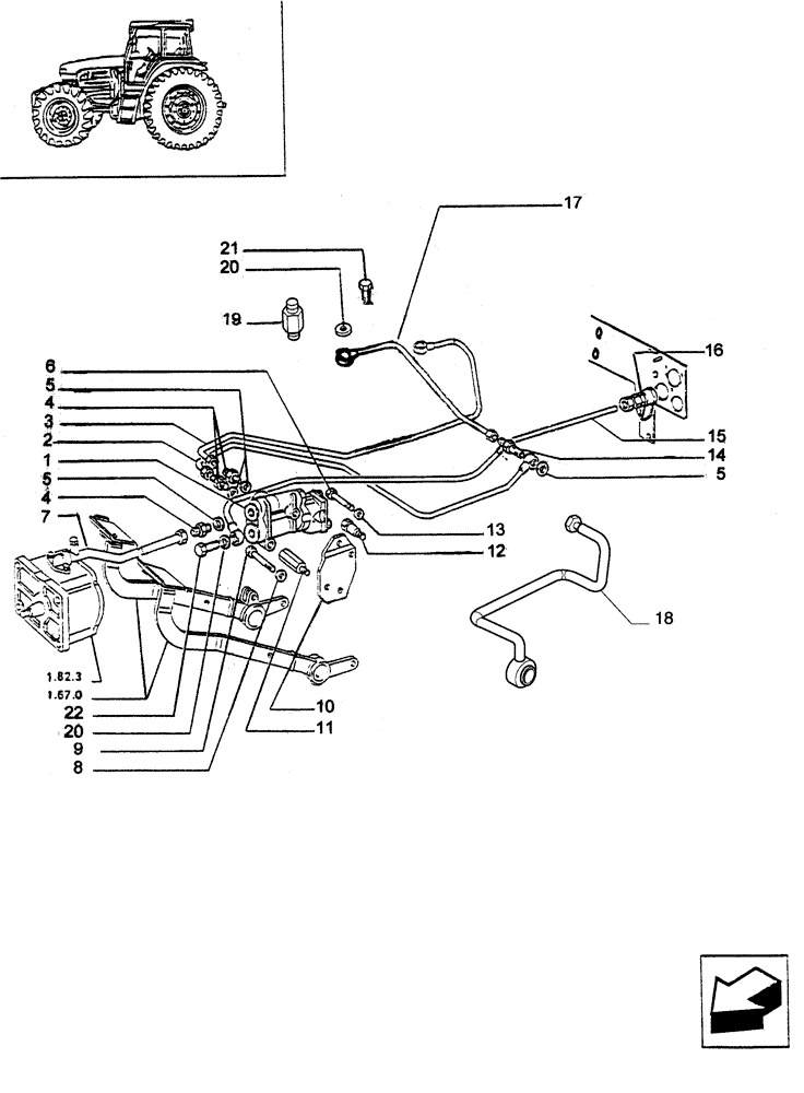 Схема запчастей Case IH JX85 - (1.82.713[01]) - (VAR.152-153-413) TRAILER BRAKE VALVE BREAKDOWN (FRANCE) 1-2-3 CONTROL VALVES - PARTS (07) - HYDRAULIC SYSTEM