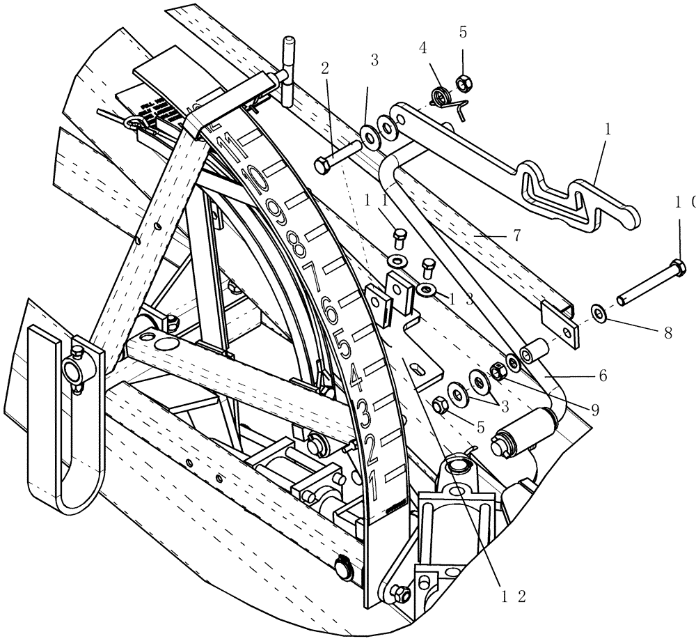 Схема запчастей Case IH ATX700 - (01.041.3) - STOP, DEPTH HANDLE LATCH INSTALLATION (12) - FRAME