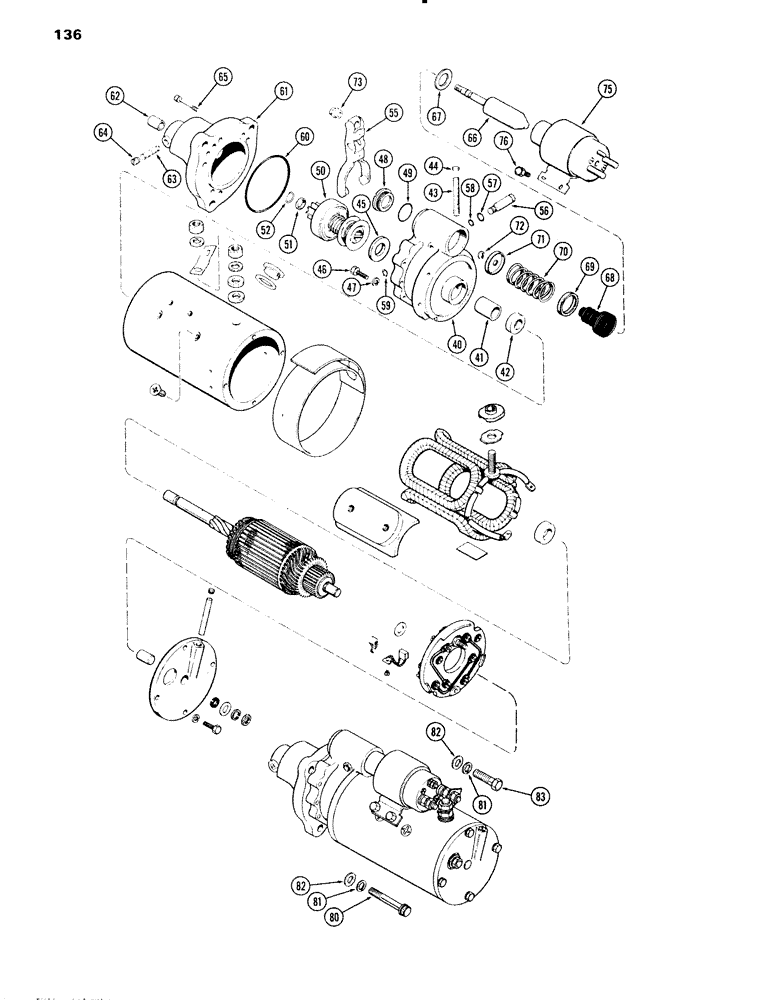 Схема запчастей Case IH 451BD - (136) - STARTING MOTOR, 12 VOLT (CONTD) (04) - ELECTRICAL SYSTEMS