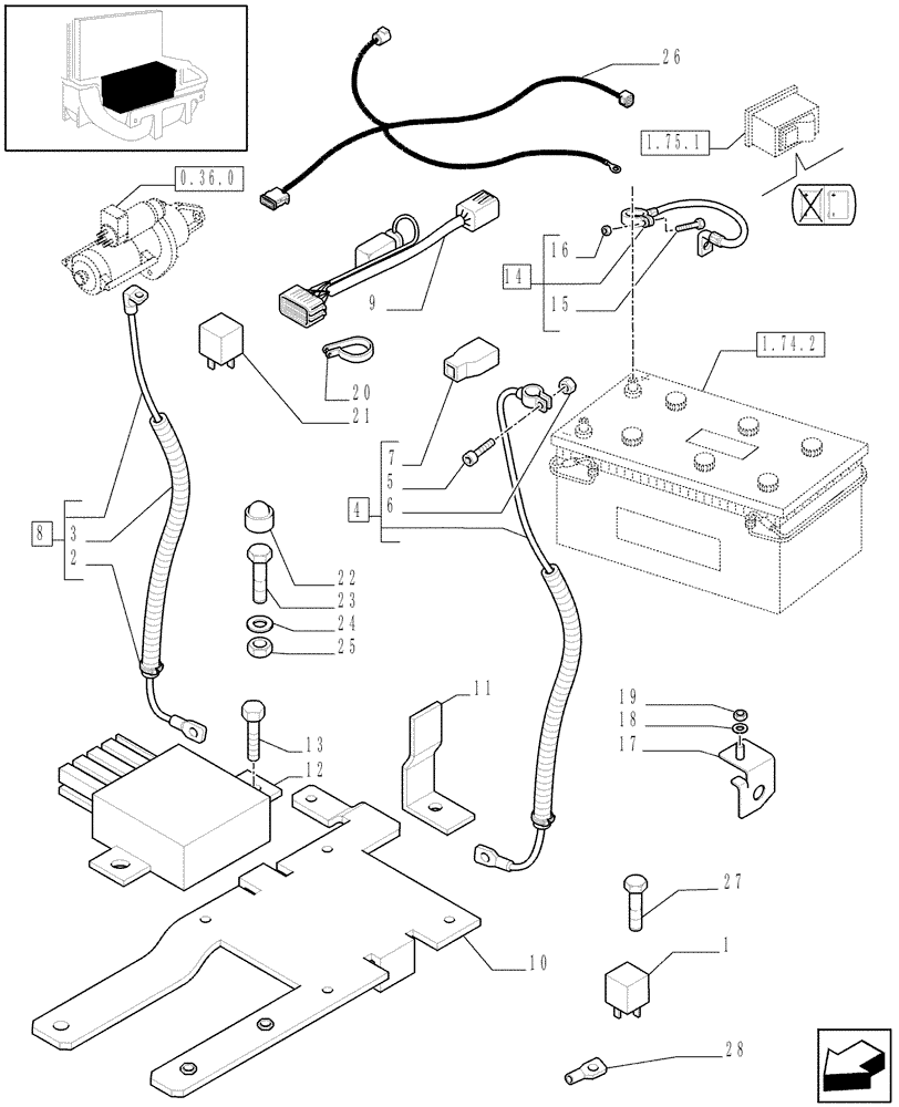 Схема запчастей Case IH MAXXUM 100 - (1.75.3/02) - ELECTRONIC BATTERY ISOLATOR (VAR.330798) (06) - ELECTRICAL SYSTEMS