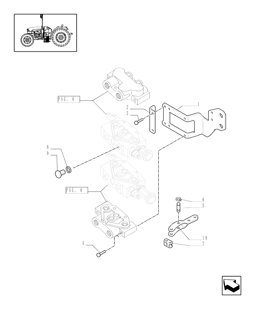 Схема запчастей Case IH JX1095C - (1.82.7/08[07]) - (VAR.124-125-157-159) 2 MID-MOUNT REMOTE VALVES WITH JOYSTICK - BRACKETS - D5484 (07) - HYDRAULIC SYSTEM