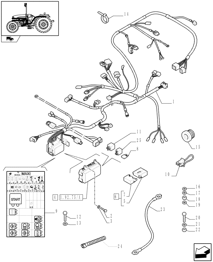 Схема запчастей Case IH FARMALL 75C - (1.92.75[02]) - ELECTRIC CONTROLS - L/CAB (10) - OPERATORS PLATFORM/CAB