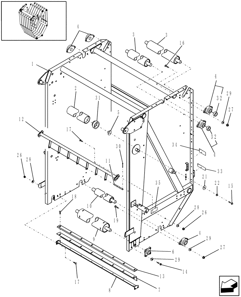 Схема запчастей Case IH RBX462 - (14.45[1]) - TAILGATE & SMOOTH ROLL, PRIOR TO P.I.N. HBJ00068079 (14) - BALE CHAMBER