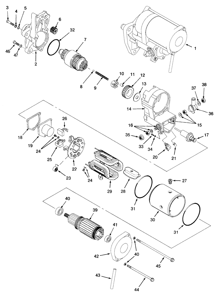 Схема запчастей Case IH STEIGER 335 - (04-08) - STARTER ASSY. (04) - ELECTRICAL SYSTEMS