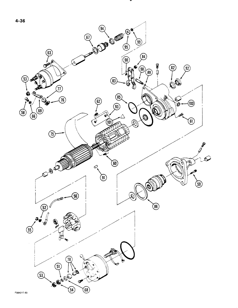 Схема запчастей Case IH STEIGER - (4-36) - STARTER ASSEMBLY (04) - ELECTRICAL SYSTEMS