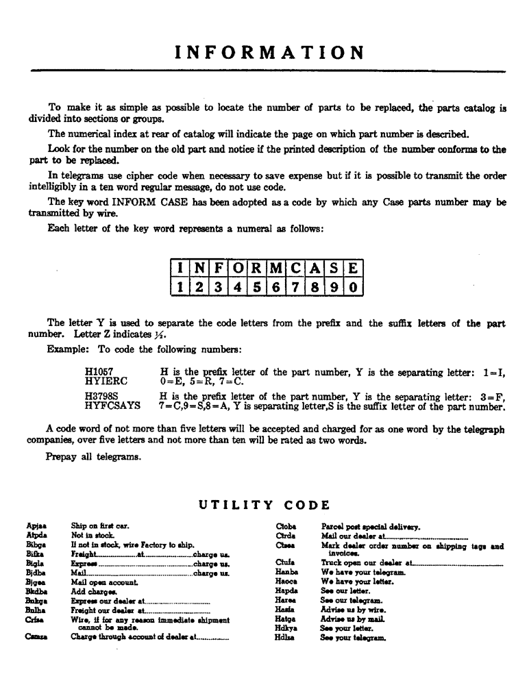 Схема запчастей Case IH 100 - (03) - INFORMATION (Jun 4 2002 1:03:00.0022 PM) 