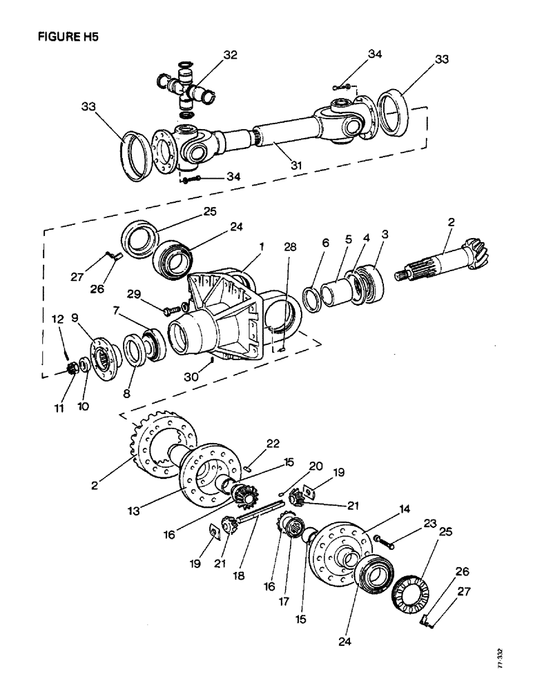 Схема запчастей Case IH 1412 - (H05-1) - STEERING AND FRONT AXLE, FRONT DIFFERENTIAL AND DRIVESHAFT 4WD TRACTORS, KRAMER AXLE Steering & Front Axle