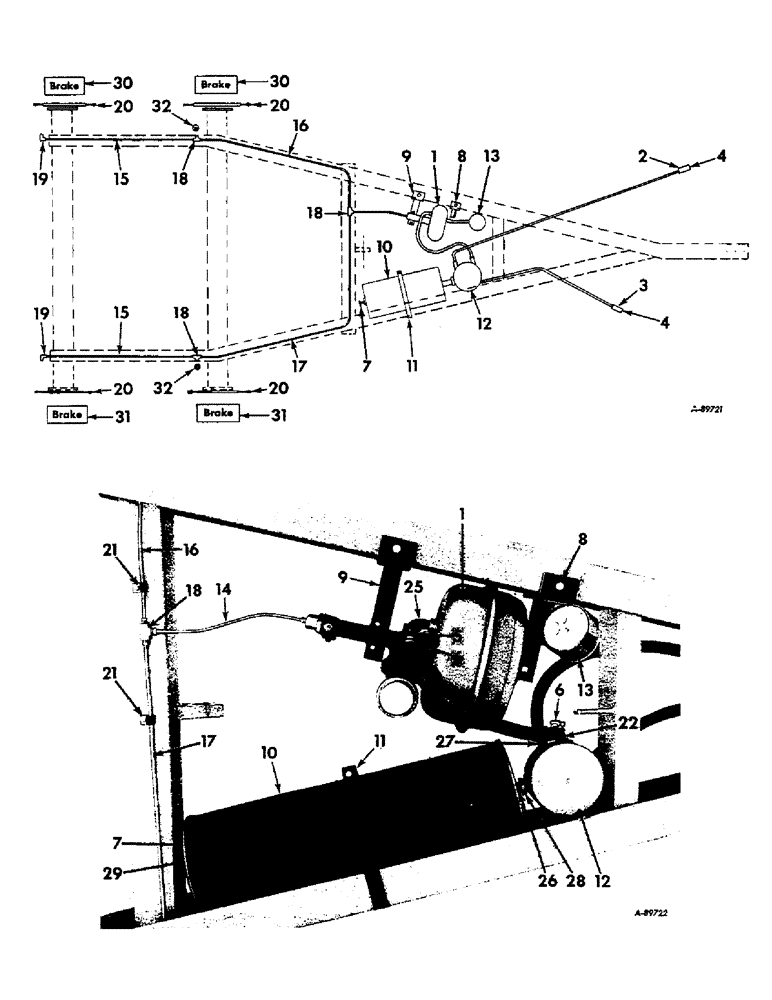 Схема запчастей Case IH VARIOUS - (B-129) - VACUUM HYDRAULIC BRAKES, BUILT 1966 AND CONTINED SINCE, OPTIONAL 