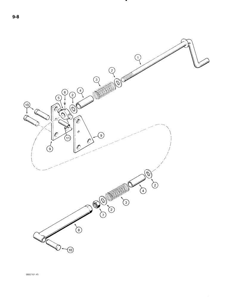 Схема запчастей Case IH 596 - (9-08) - HITCH CRANK (09) - CHASSIS/ATTACHMENTS