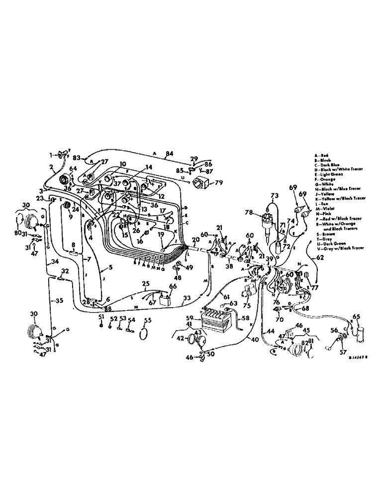 Схема запчастей Case IH 815 - (G-02) - ELECTRICAL SYSTEM, WIRING DIAGRAM, BASIC, FOR V-8 GASOLINE ENGINE SERIAL NO. 1972 AND BELOW (06) - ELECTRICAL SYSTEMS