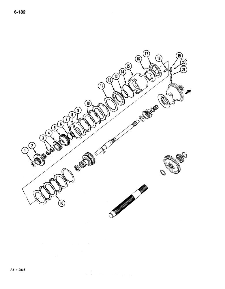 Схема запчастей Case IH 385 - (6-182) - TWO SPEED POWER SHIFT, TRACTORS P.I.N. 18001 AND AFTER (06) - POWER TRAIN