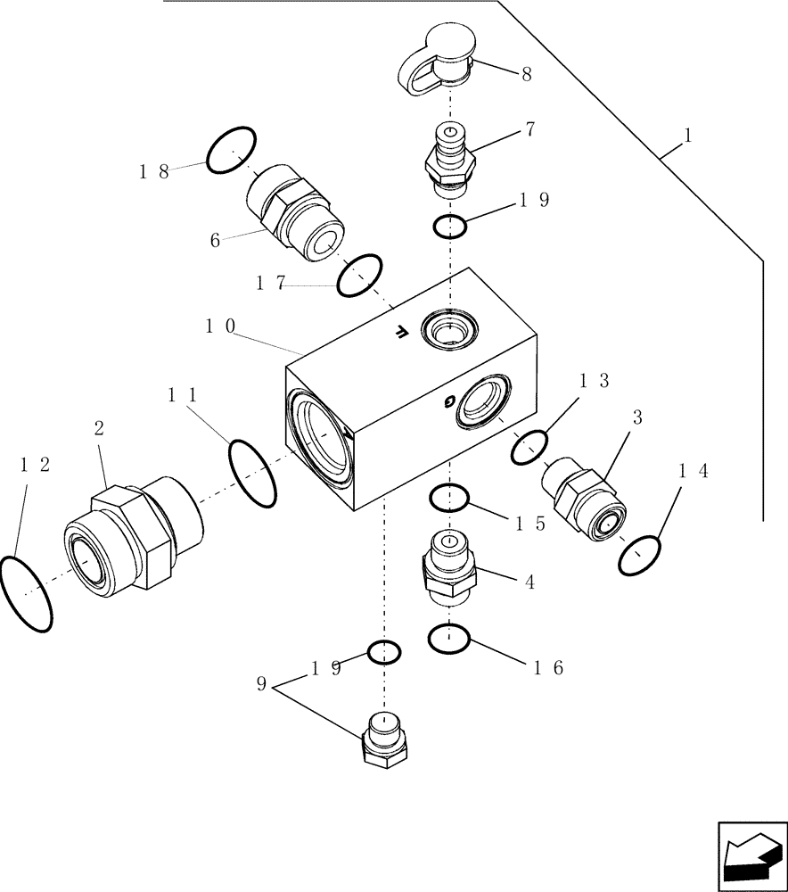 Схема запчастей Case IH 9010 - (35.310.41[01]) - MANIFOLD, CHARGE PRESSURE - PRIOR TO PIN HAJ202001 - 7010/8010 (35) - HYDRAULIC SYSTEMS