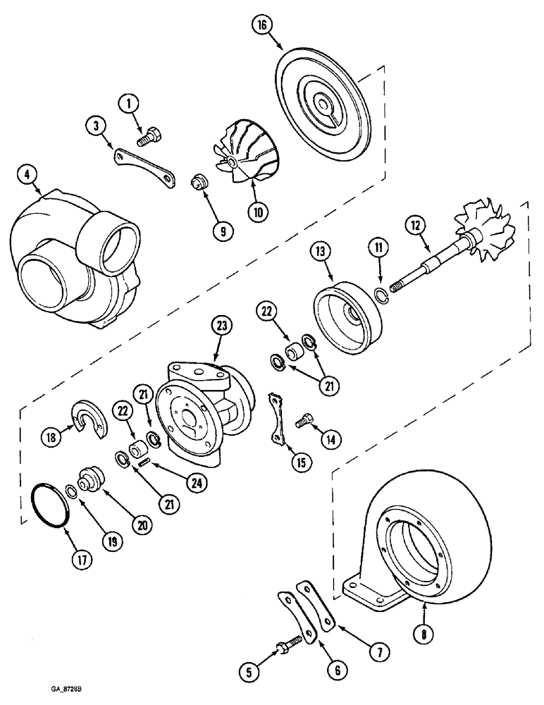 Схема запчастей Case IH 4240 - (2-46) - TURBOCHARGER, MODEL 4240 ONLY (02) - ENGINE