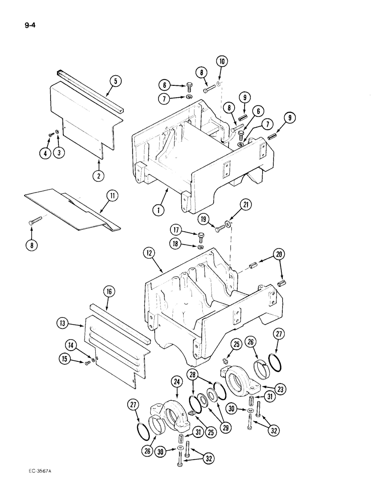 Схема запчастей Case IH 495 - (9-004) - FRONT BOLSTERS, CAST (09) - CHASSIS/ATTACHMENTS