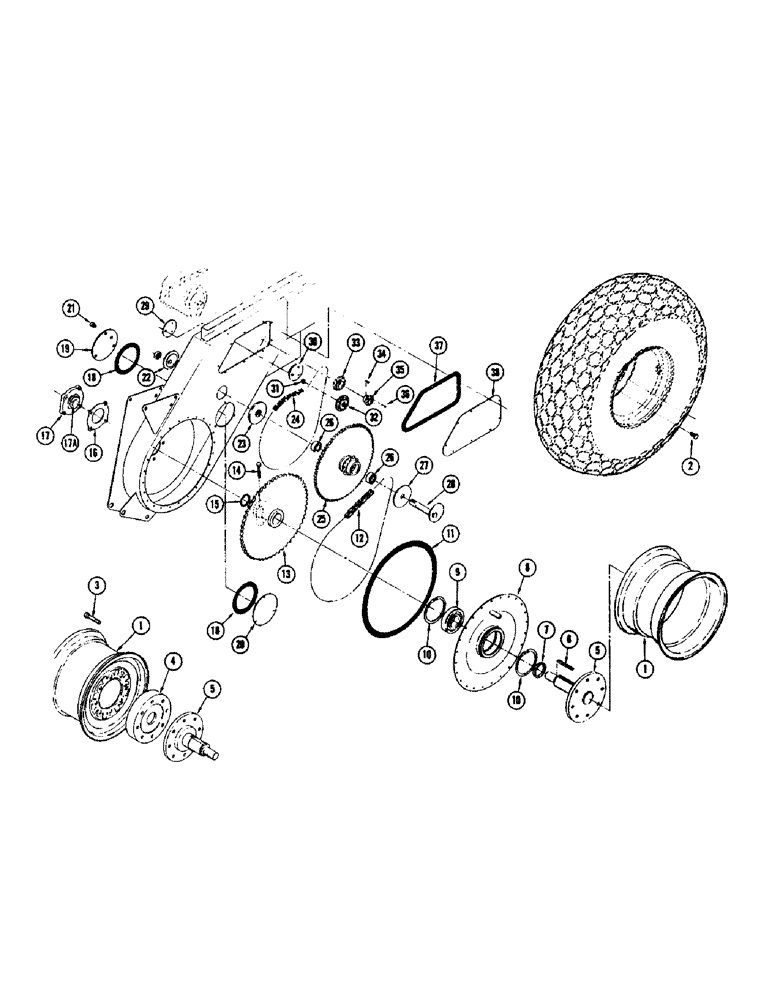 Схема запчастей Case IH 1255 - (062) - DRIVE WHEELS AND CHAIN CASE (44) - WHEELS