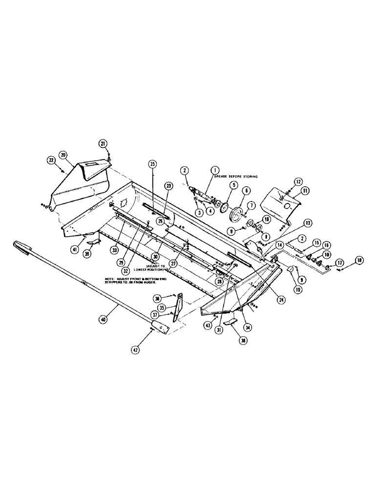 Схема запчастей Case IH 1075 - (042) - HEADER FRAME AND PRIMARY DRIVE, AUGER HEADER (58) - ATTACHMENTS/HEADERS