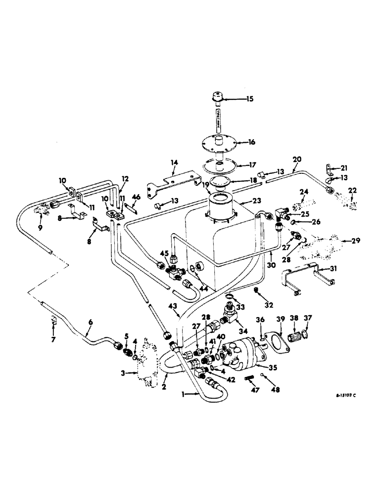 Схема запчастей Case IH 616 - (F-02) - HYDRAULICS SYSTEM, HYDRAULIC PUMP, RESERVOIR AND LINES, BELT (07) - HYDRAULIC SYSTEM