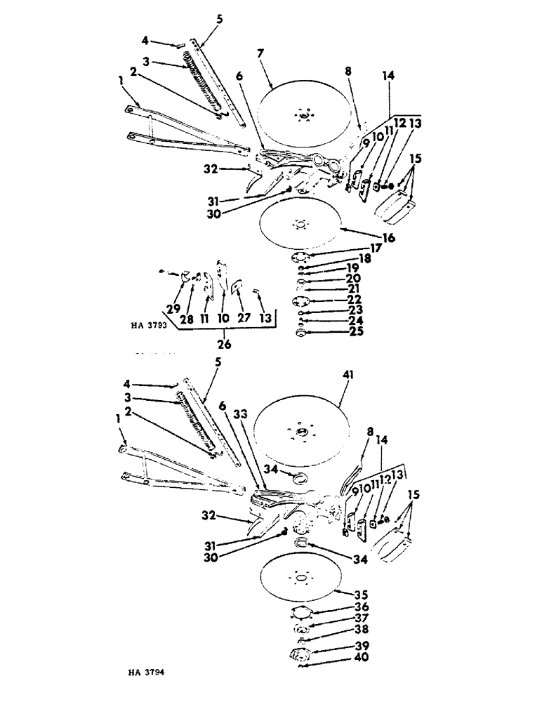 Схема запчастей Case IH 10 - (A-20) - SEALED AND PLAIN BEARING DOUBLE DISK FURROW OPENER 